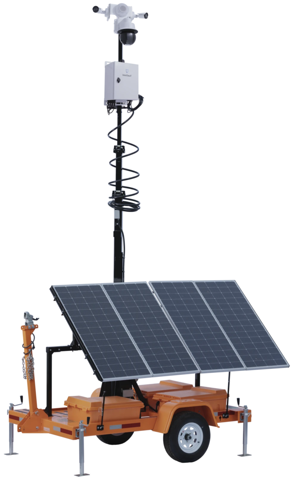 TrueShield mobile security trailer on a construction site