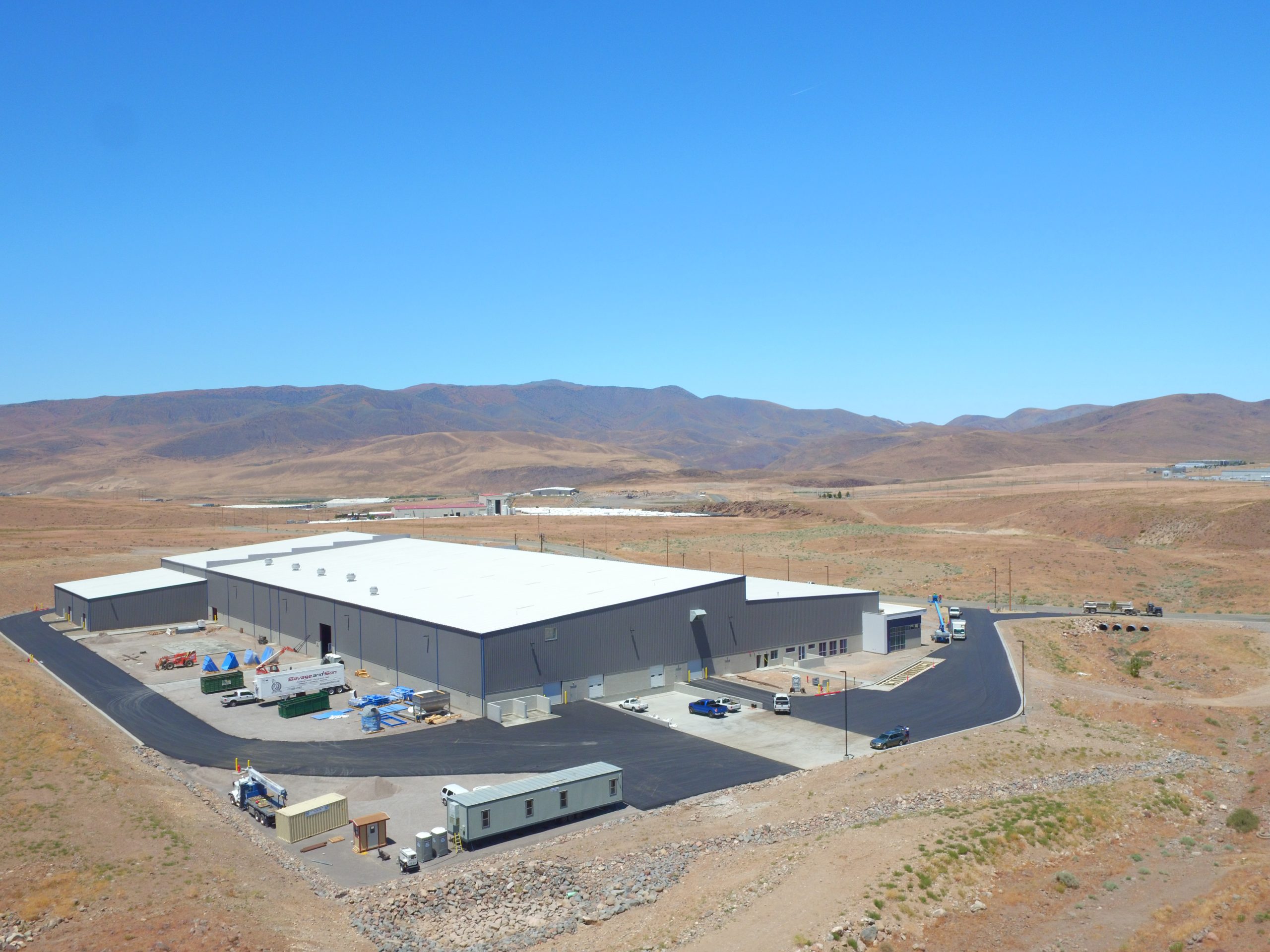 warehouse under construction in a desert