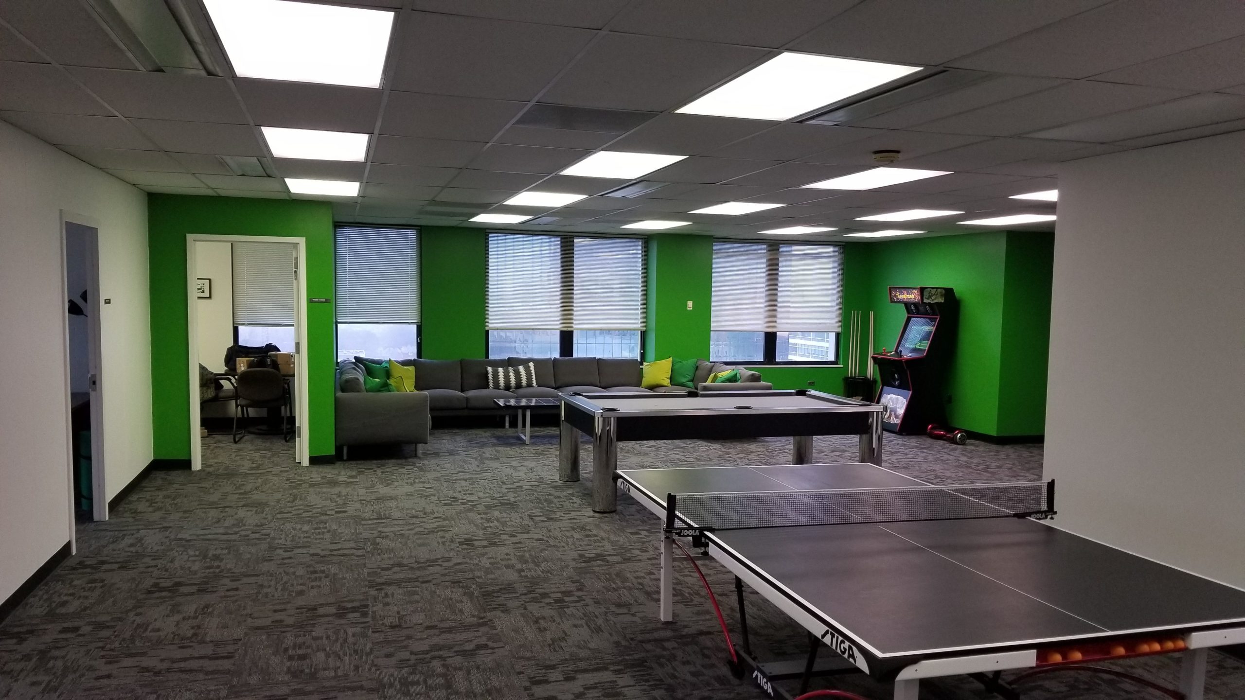 interior view of TrueLook's office building with green walls