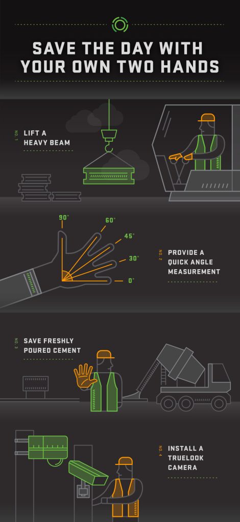 infographic on construction site safety tips by using your hands