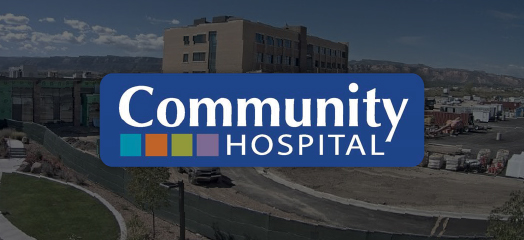 Community Hospital logo in front of a hospital