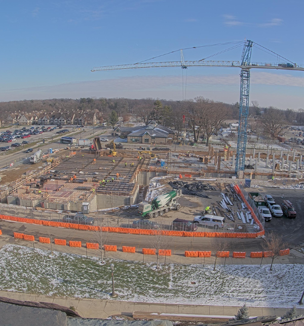 An image of construction underway at University of Notre Dame captured by a TrueLook Construction Camera