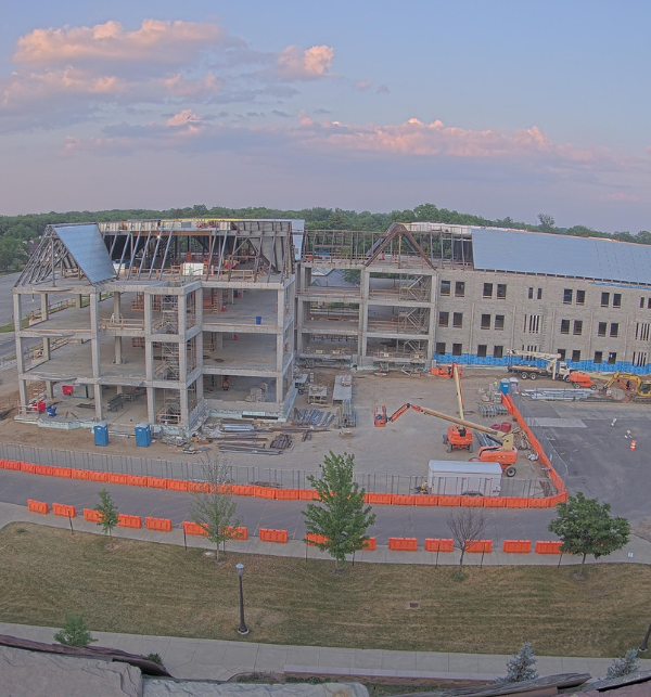An image of construction underway at University of Notre Dame captured by a TrueLook Construction Camera