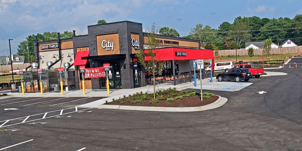 an image of construction completed on the City BBQ in Snellville,GA by Rycon Construction taken by a TrueLook construction camera