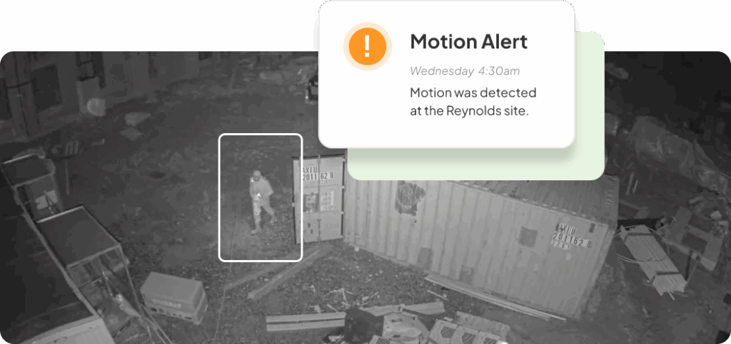 motion alert detected by a construction site security camera on a jobsite