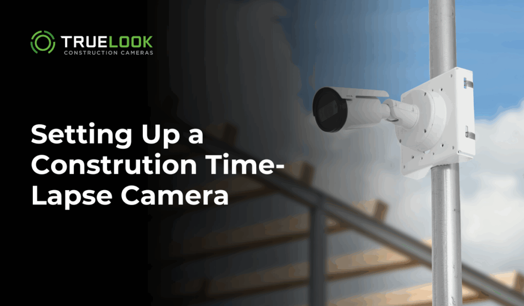 Setting up a construction time-lapse text next to an image of a construction camera for a blog header