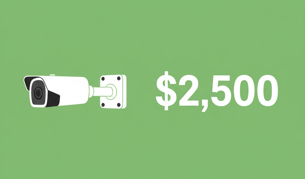 Construction camera next to $2,500 to show what a potential upfront cost could be.