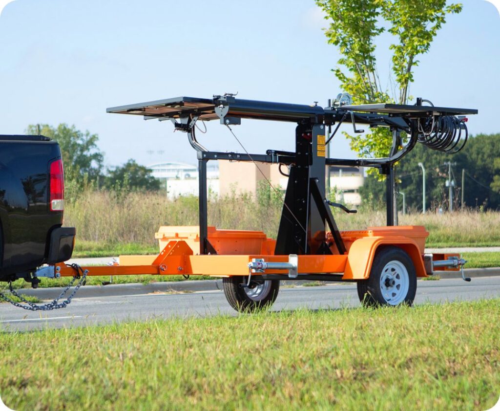 Mobile trailer pulled by a truck