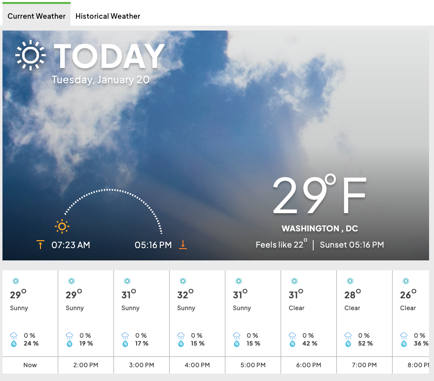 Weather forecast page