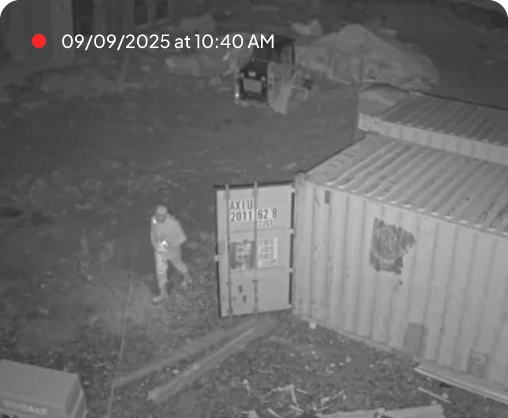 Security Recordings with a timestamp of when a person was trespassing on site