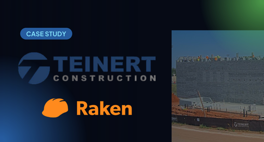 Teinert Construction and Raken logos to show that this case study is about how Teinert uses TrueLook and Raken