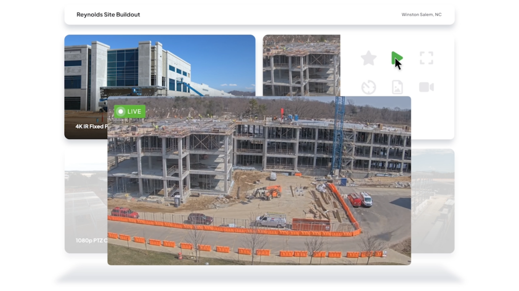 Screenshot of the TrueLook platform showing construction site live viewing