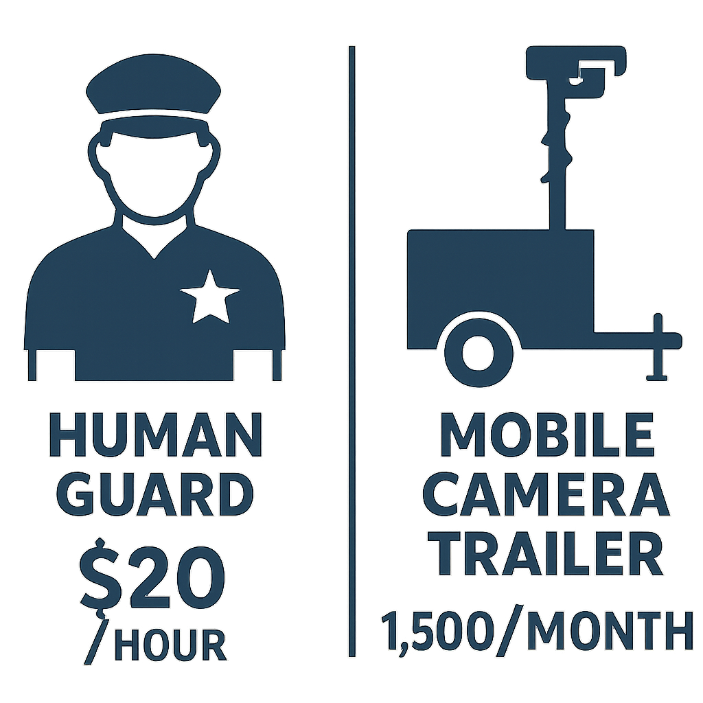 infographic showing that security guards cost more than a mobile camera trailer