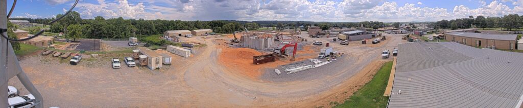 A construction camera panoramic photo of Tolm Group buidling a water treatment plant construction project