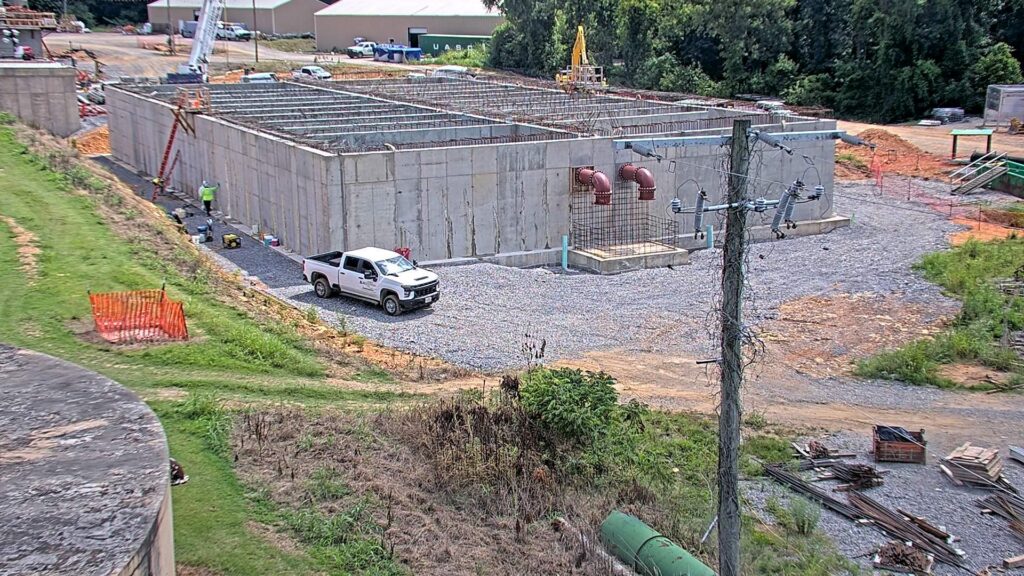 Tolm Group's active construction site during a water treatment plant construction project