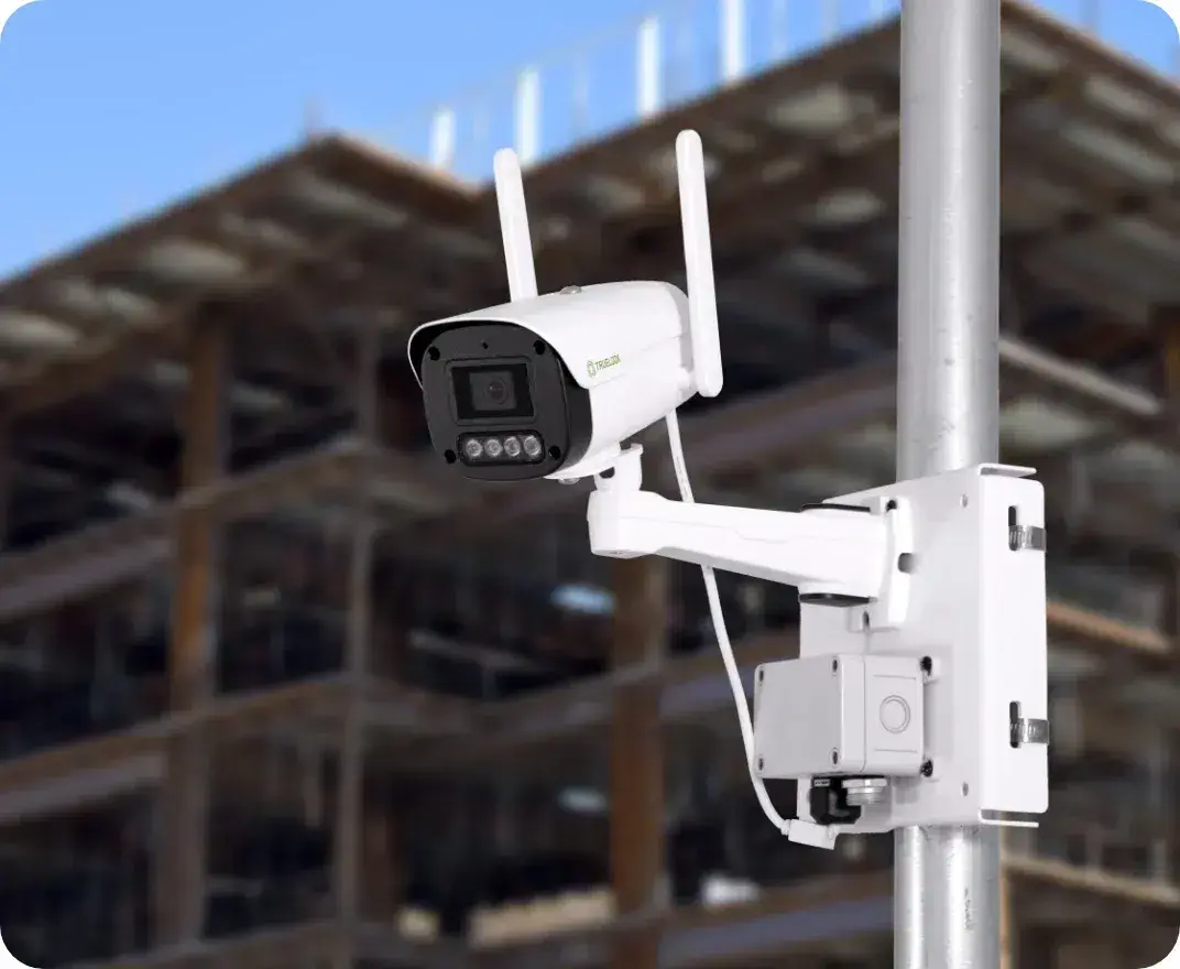 2K infrared fixed camera mounted on a pole at a jobsite