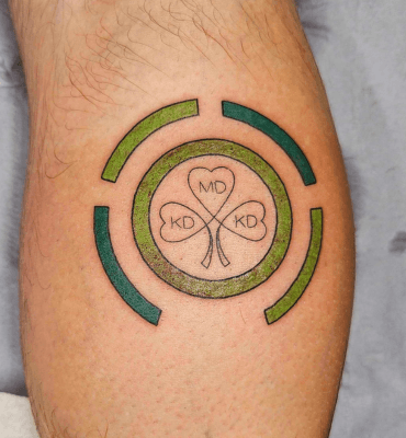 TrueLook logo tattoo on a leg
