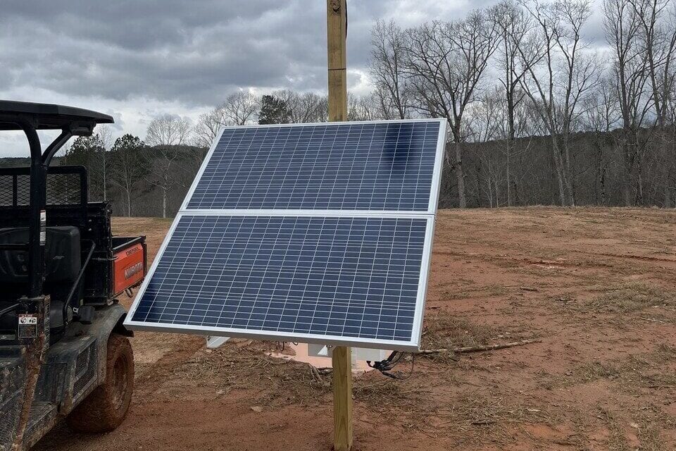 Solar panel for a construction camera