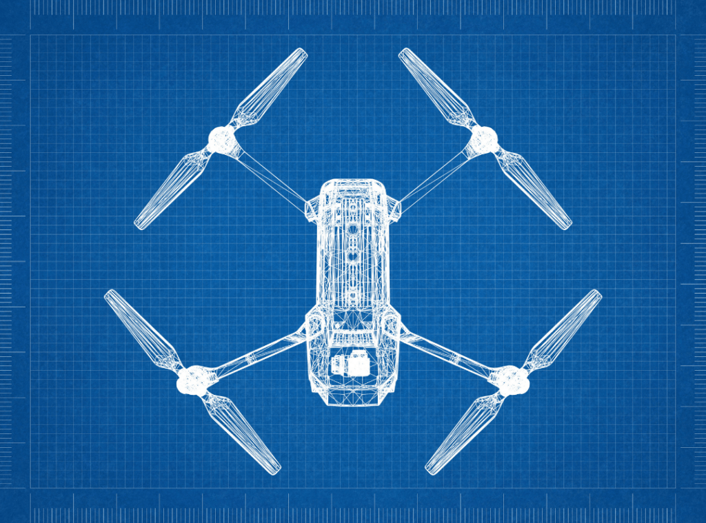 A blueprint of a drone