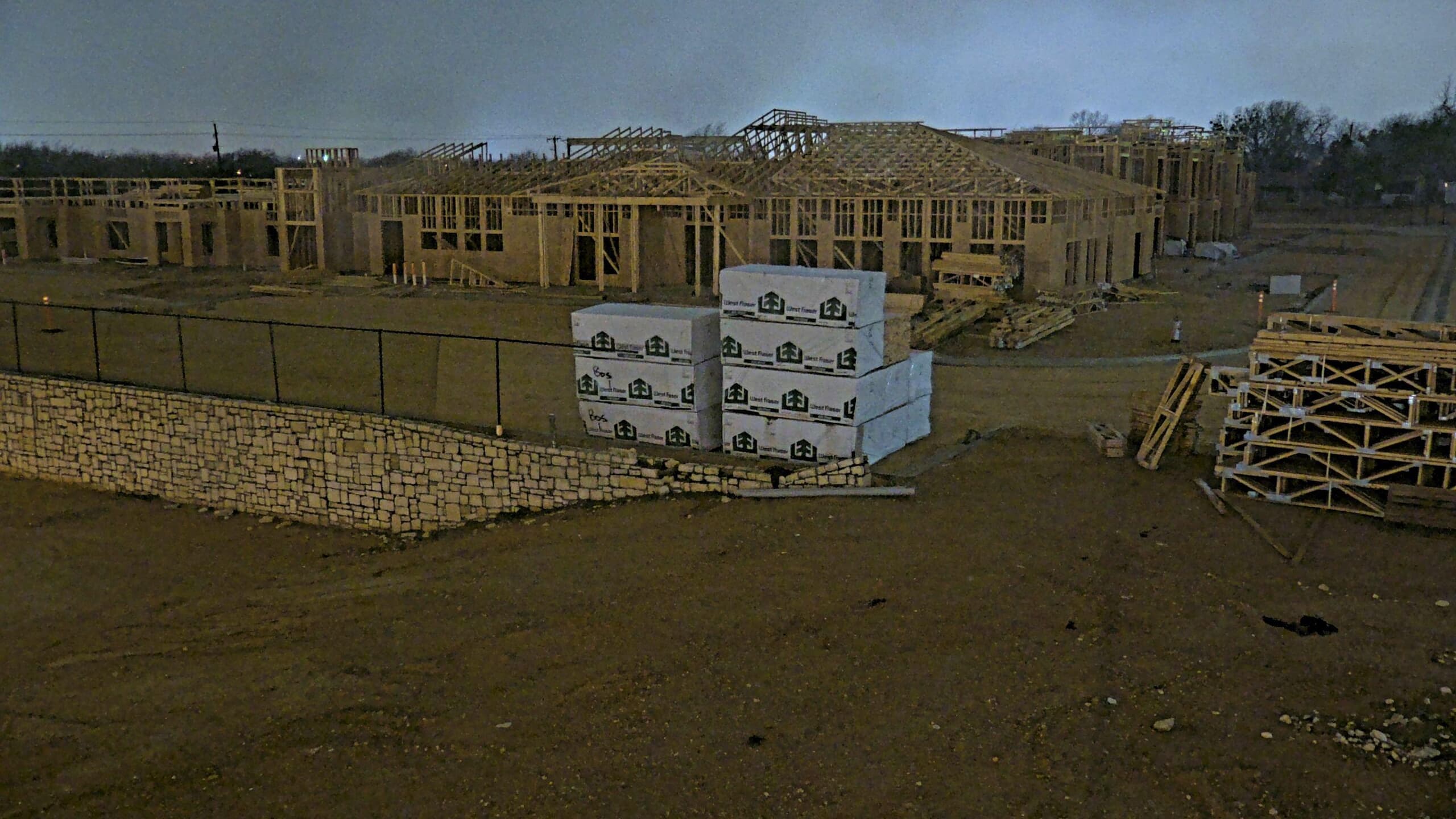 Construction site captured with infrared technology at night