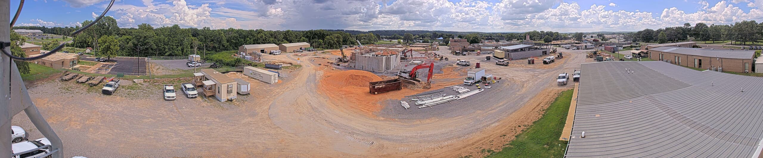A construction camera panoramic photo of Tolm Group buidling a water treatment plant construction project