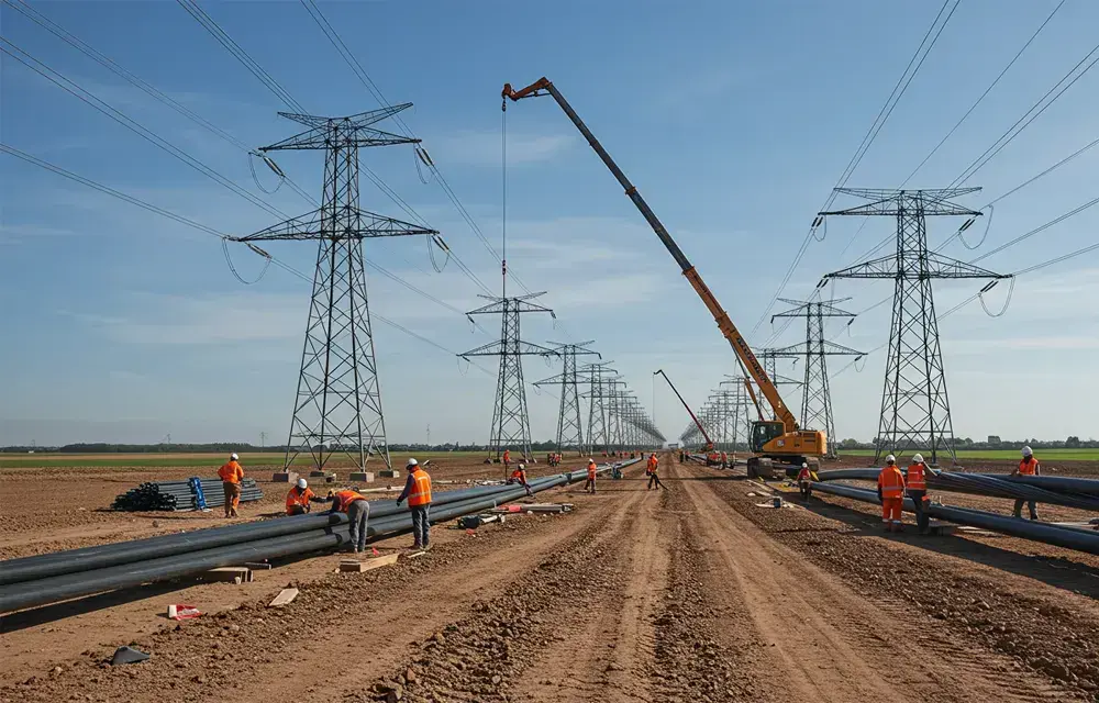 power grid tower installation image