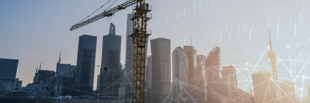construction project with lift in the sky