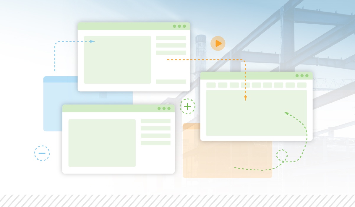 Illustration of connected virtual event screens