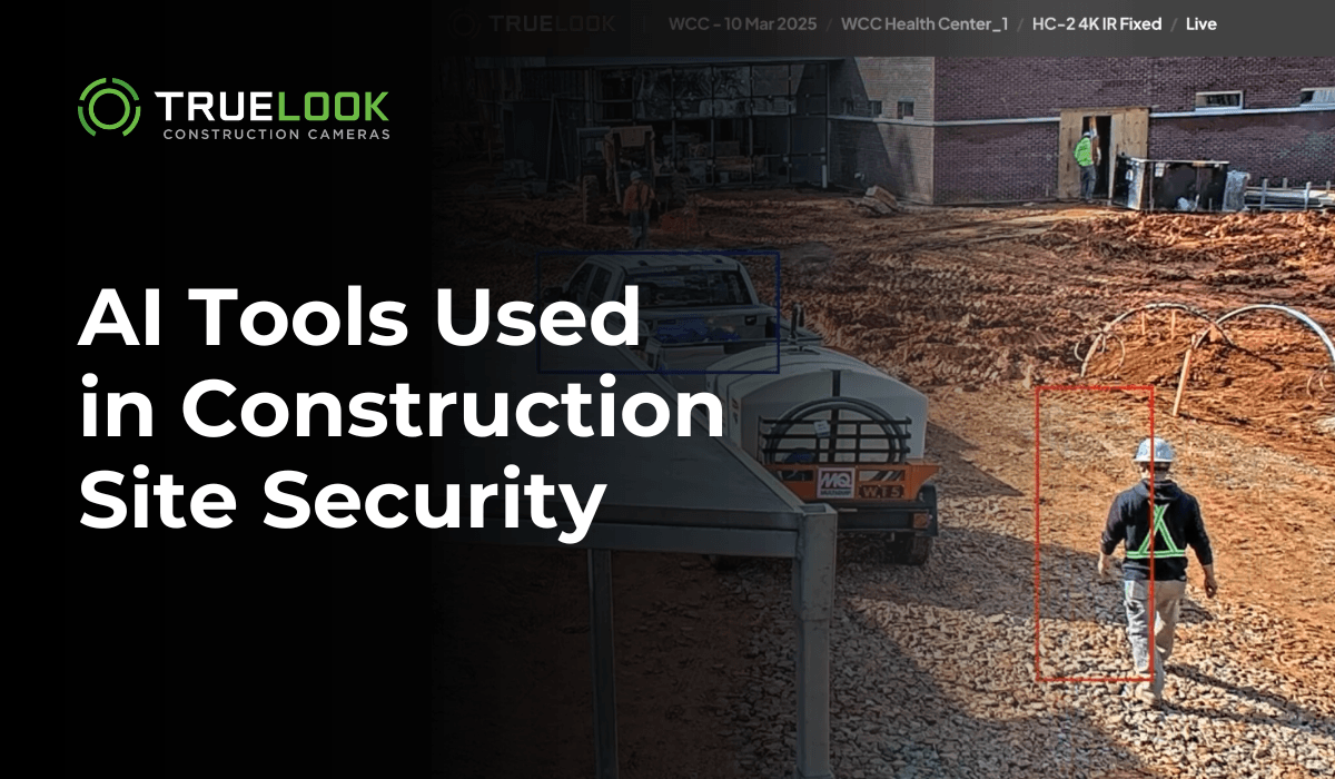 AI Tools Used in Construction Site Security, with an AI-detected worker on a camera feed