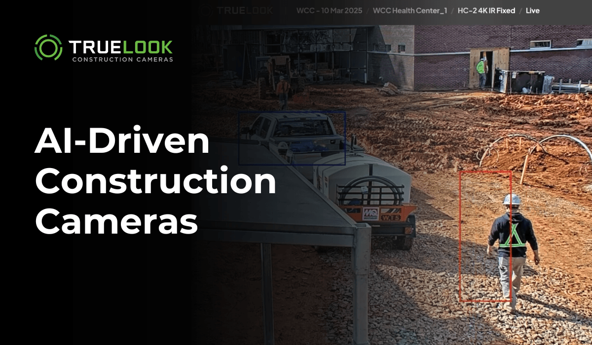 AI-Driven Construction Cameras, with an AI-detected worker on a camera feed