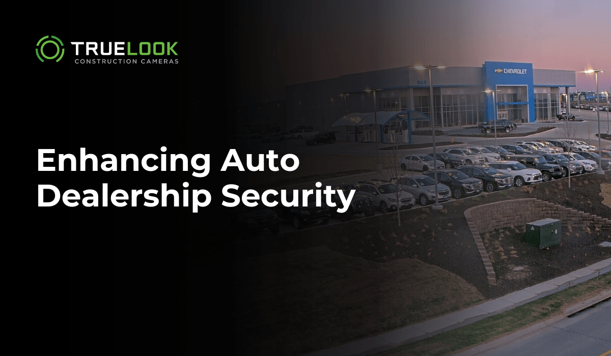 Enhancing Auto Dealership Security, with an aerial view of a car dealership