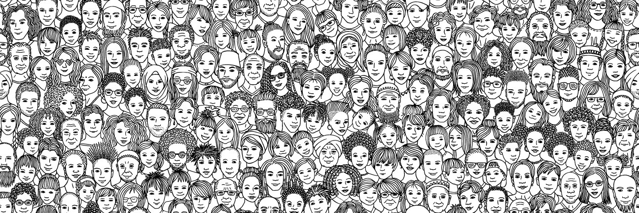 Illustration of a large crowd of diverse faces