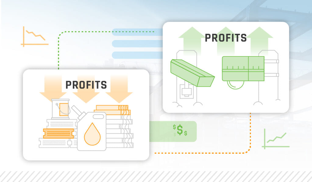 Illustration of construction cameras protecting profits from rising material prices