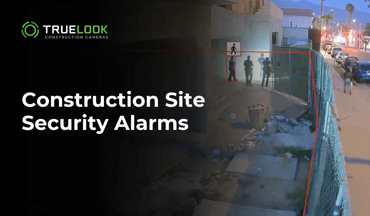 Construction Site Security Alarms, with a camera view of intruders at a fence