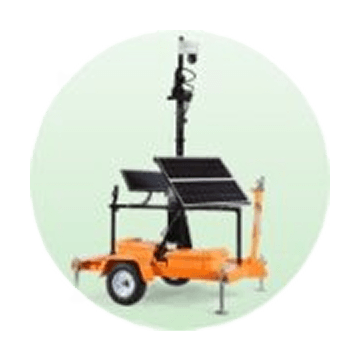 A mobile surveillance trailer with solar panels representing if solar powered security cameras are worth it