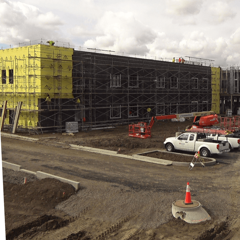 Camera view of a multi-story building under construction
