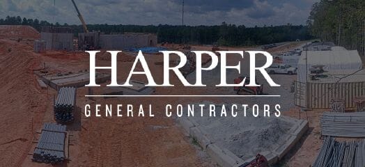 Harper General Contractors logo over a jobsite