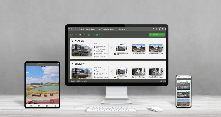 TrueLook dashboard shown on a desktop, tablet, and phone