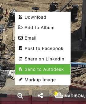 A screenshot with send to autodesk highlighted on the TrueLook platform 
