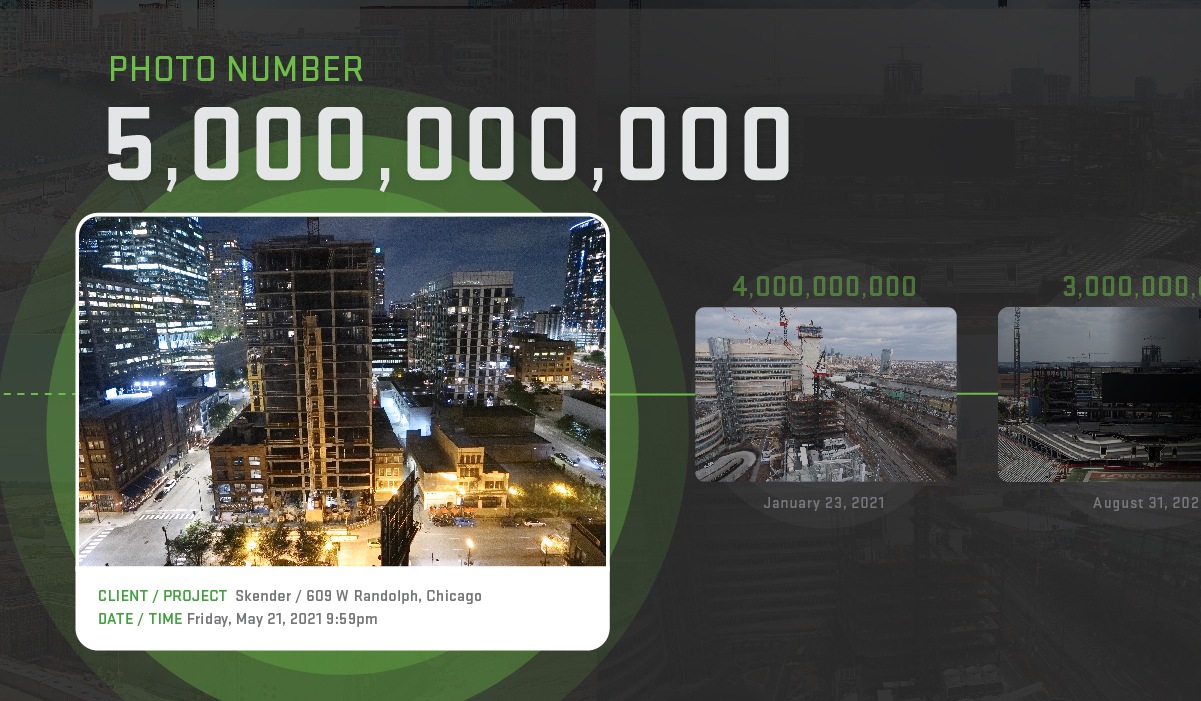 TrueLook's 5 billionth photo, a night view of the Skender project in Chicago