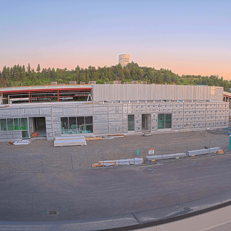 Camera view of the University of Idaho meat science building under construction