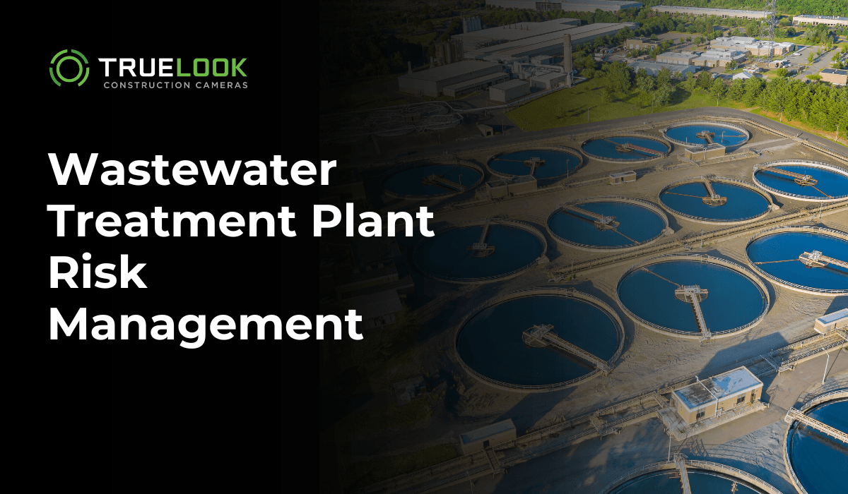 Wastewater Treatment Plant Risk Management, with an aerial view of treatment tanks