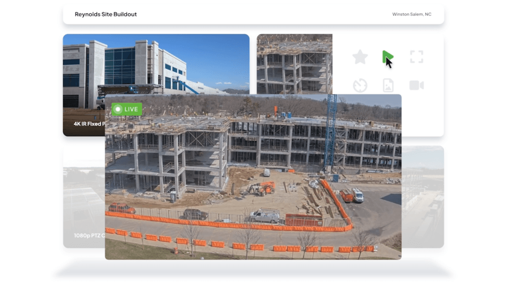 Screenshot of the TrueLook platform showing construction site live viewing 