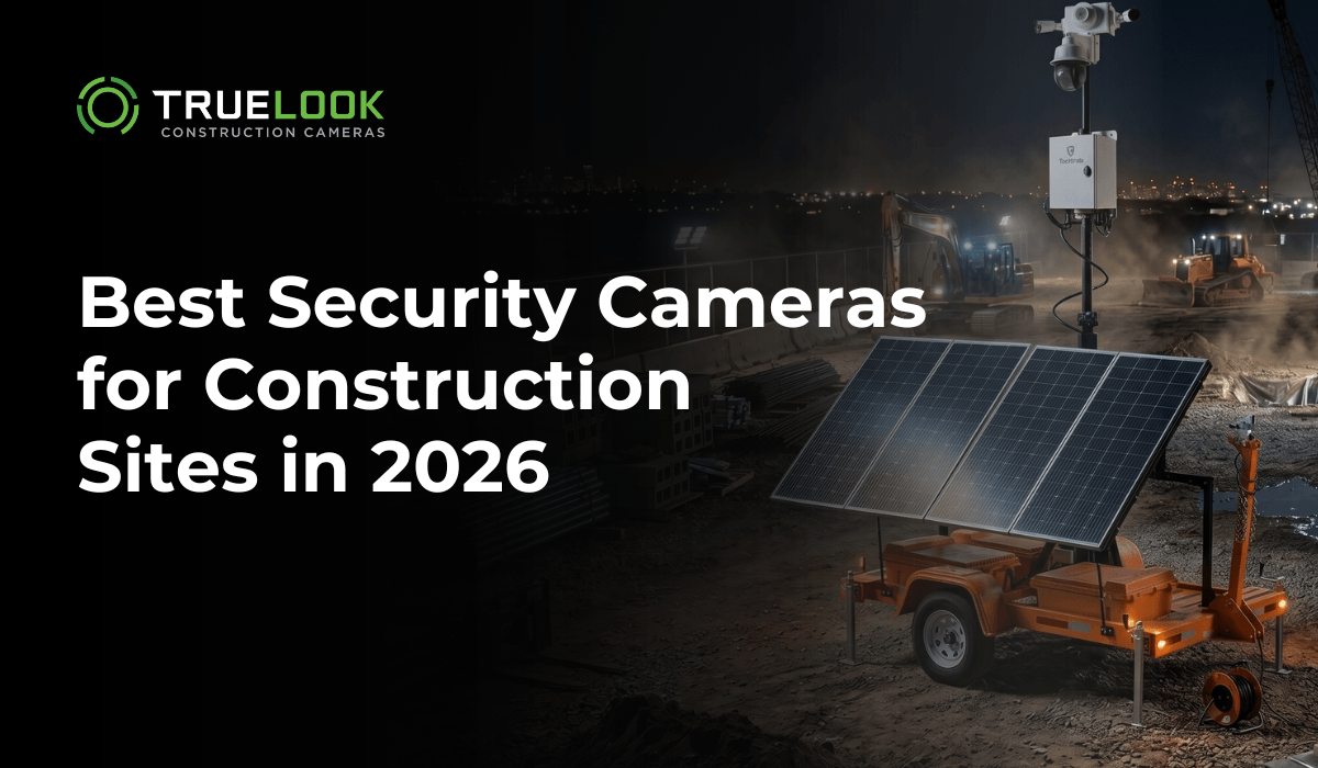 Best Security Cameras for Construction Sites in 2026, with a solar camera trailer at night