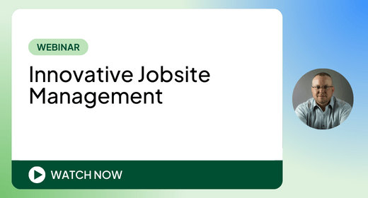 Webinar: Innovative Jobsite Management, with a presenter photo