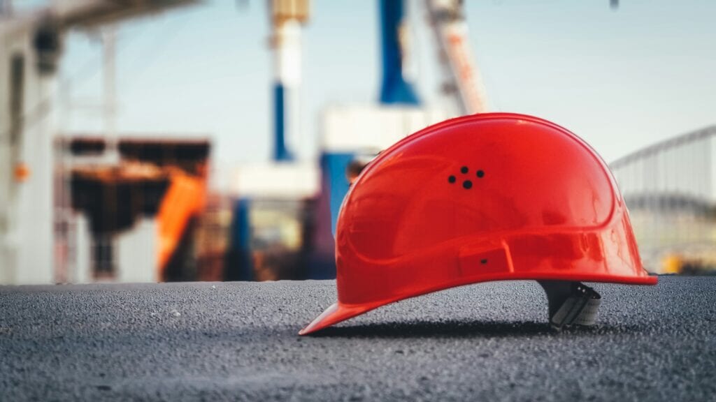 construction helmet on a jobsite