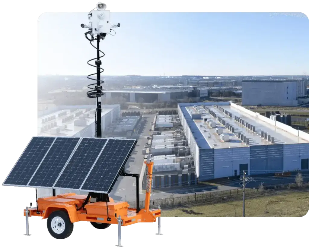 Solar mobile surveillance trailer at a data center site