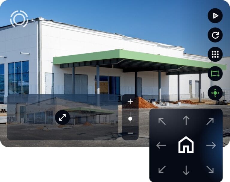 TrueLook live camera view with on-screen viewfinder arrows for pan and tilt control