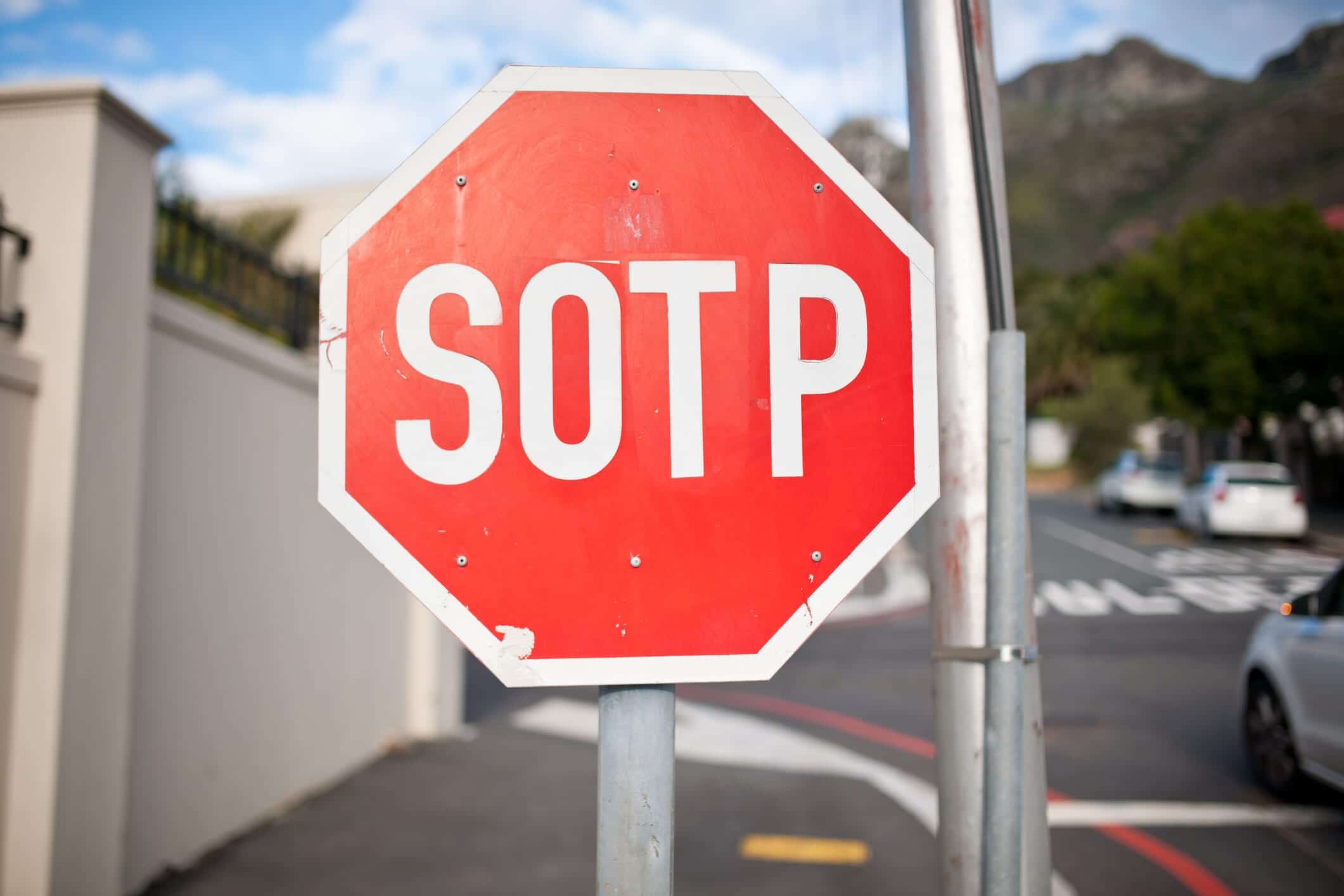 Stop sign at a street corner