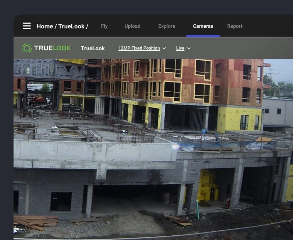 DroneDeploy platform showing a TrueLook live feed to show integration
